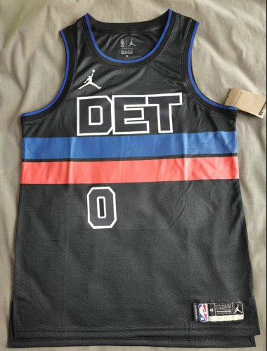 Maillot de Basket #0 Detroit Pistons Jalen Duren Noir 2022-23